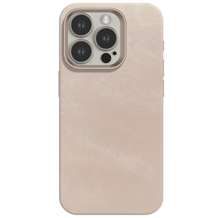 For iPhone 15 Pro Skin Feel Denim Leather MagSafe Phone Case(Nude Pink) For iPhone 15 Pro Skin Feel Denim Leather MagSafe Phone Case(Nude Pink)