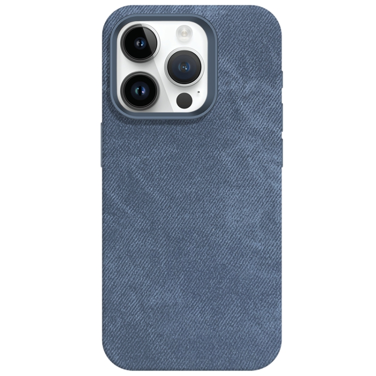 For iPhone 14 Pro Skin Feel Denim Leather MagSafe Phone Case(Light Blue) For iPhone 14 Pro Skin Feel Denim Leather MagSafe Phone Case(Light Blue)