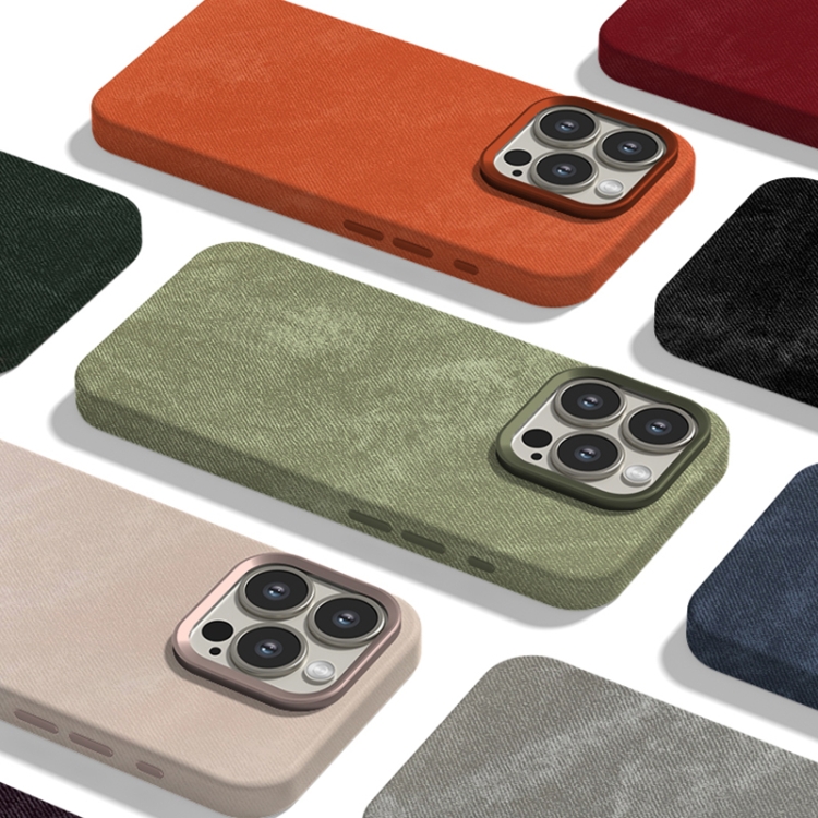 For iPhone 15 Pro Skin Feel Denim Leather MagSafe Phone Case(Nude Pink) For iPhone 15 Pro Skin Feel Denim Leather MagSafe Phone Case(Nude Pink)