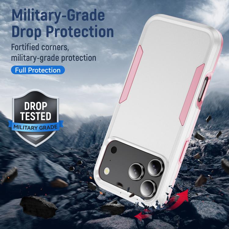 For iPhone 18 Pro Pioneer Armor Heavy Duty PC + TPU Phone Case(White+Pink)