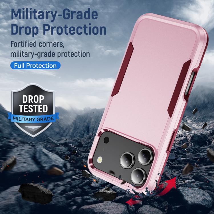 For iPhone 18 Pro Max Pioneer Armor Heavy Duty PC + TPU Phone Case(Pink+Rose Red)