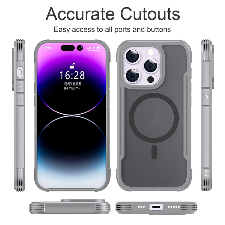 For iPhone 16 Pro Skin Feel Frosted MagSafe Magnetic PC Hybrid TPU Phone Case(Grey) For iPhone 16 Pro Skin Feel Frosted MagSafe Magnetic PC Hybrid TPU Phone Case(Grey)