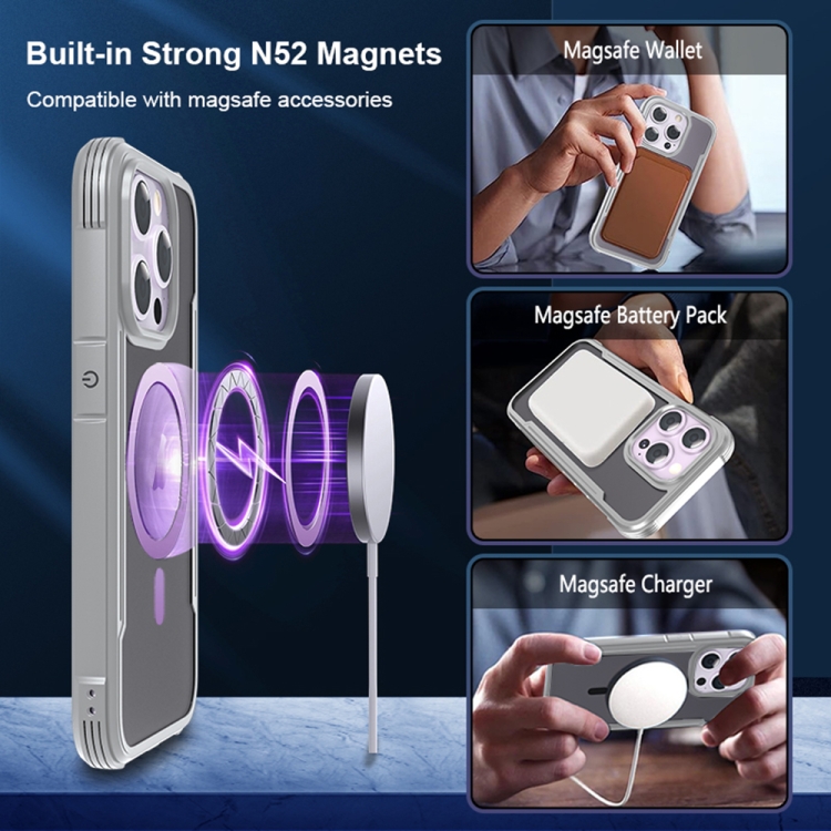 For iPhone 16 Pro Skin Feel Frosted MagSafe Magnetic PC Hybrid TPU Phone Case(Grey) For iPhone 16 Pro Skin Feel Frosted MagSafe Magnetic PC Hybrid TPU Phone Case(Grey)