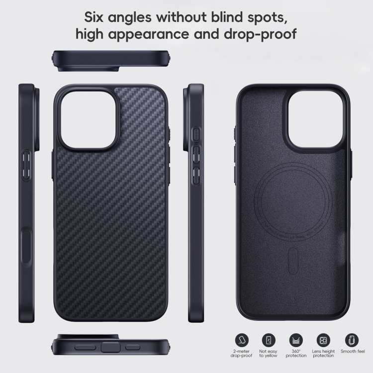 For iPhone 16 Pro Max Carbon Fiber Kevlar MagSafe Magnetic Phone Case(Black) For iPhone 16 Pro Max Carbon Fiber Kevlar MagSafe Magnetic Phone Case(Black)
