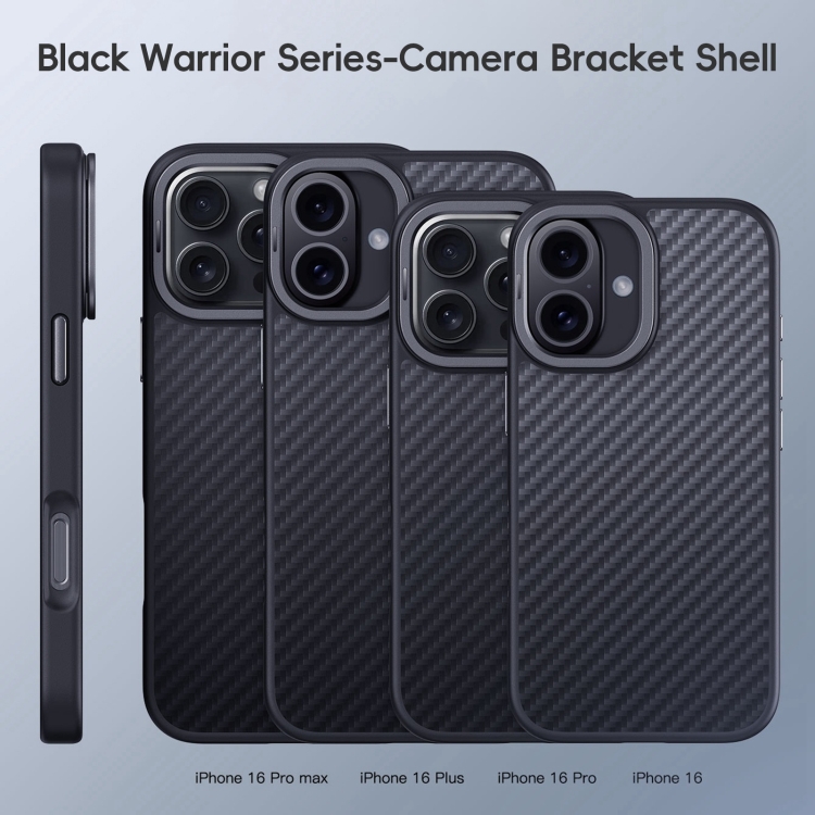 For iPhone 16 Pro Max Carbon Fiber Kevlar Lens Holder MagSafe Magnetic Phone Case(Black) For iPhone 16 Pro Max Carbon Fiber Kevlar Lens Holder MagSafe Magnetic Phone Case(Black)