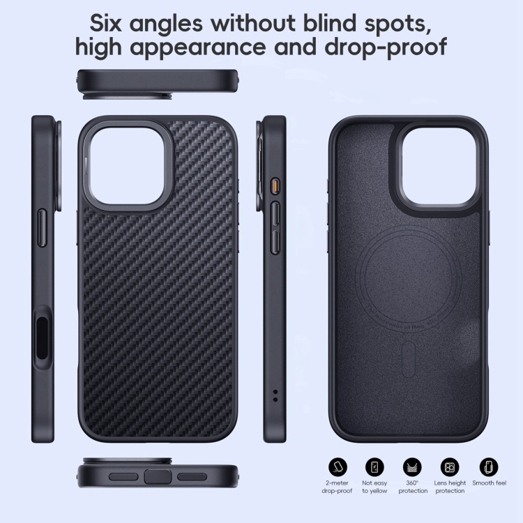 For iPhone 16 Pro Max Carbon Fiber Kevlar Lens Holder MagSafe Magnetic Phone Case(Black) For iPhone 16 Pro Max Carbon Fiber Kevlar Lens Holder MagSafe Magnetic Phone Case(Black)