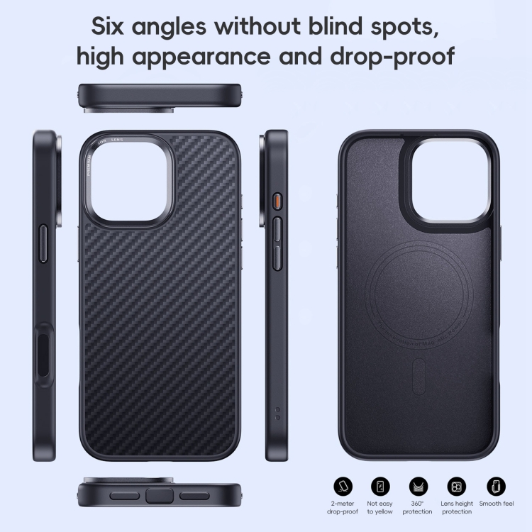 For iPhone 16 Pro Max Carbon Fiber Kevlar MagSafe Magnetic Phone Case(Black) For iPhone 16 Pro Max Carbon Fiber Kevlar MagSafe Magnetic Phone Case(Black)