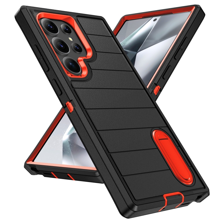 For Samsung Galaxy S24 Ultra 5G Defender Gen2 Rugged PC + Silicone Phone Case with Holder(Black+Orange) For Samsung Galaxy S24 Ultra 5G Defender Gen2 Rugged PC + Silicone Phone Case with Holder(Black+Orange)