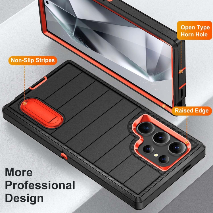 For Samsung Galaxy S24 Ultra 5G Defender Gen2 Rugged PC + Silicone Phone Case with Holder(Black+Orange) For Samsung Galaxy S24 Ultra 5G Defender Gen2 Rugged PC + Silicone Phone Case with Holder(Black+Orange)