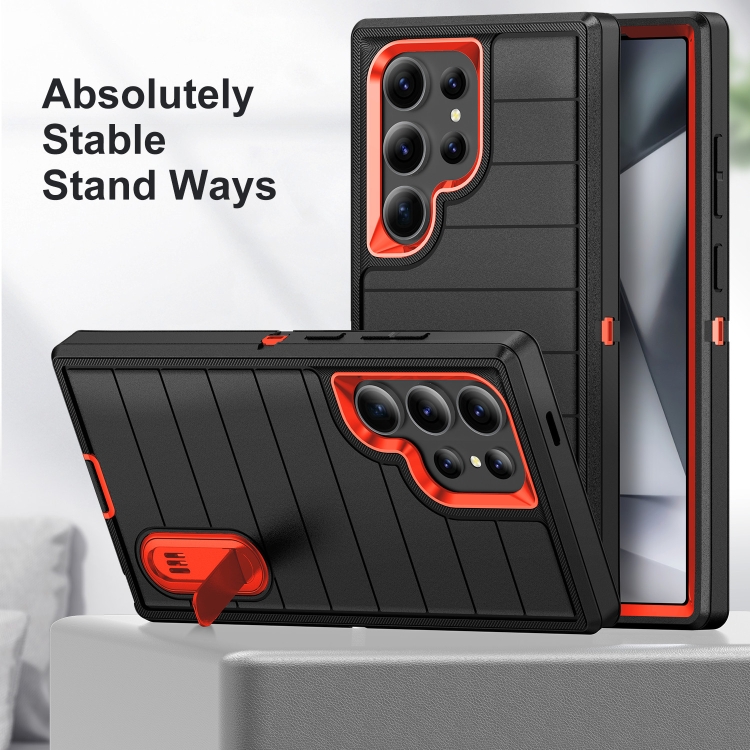 For Samsung Galaxy S24 Ultra 5G Defender Gen2 Rugged PC + Silicone Phone Case with Holder(Black+Orange) For Samsung Galaxy S24 Ultra 5G Defender Gen2 Rugged PC + Silicone Phone Case with Holder(Black+Orange)