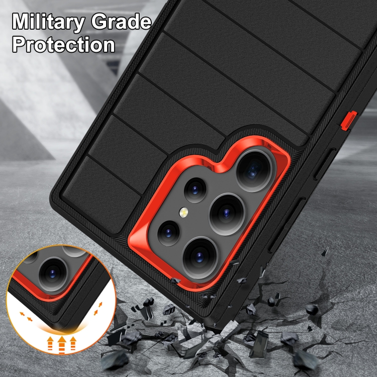 For Samsung Galaxy S24 Ultra 5G Defender Gen2 Rugged PC + Silicone Phone Case with Holder(Black+Orange) For Samsung Galaxy S24 Ultra 5G Defender Gen2 Rugged PC + Silicone Phone Case with Holder(Black+Orange)
