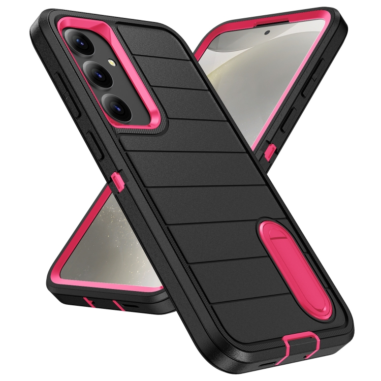 For Samsung Galaxy S24 5G Defender Gen2 Rugged PC + Silicone Phone Case with Holder(Black+Pink) For Samsung Galaxy S24 5G Defender Gen2 Rugged PC + Silicone Phone Case with Holder(Black+Pink)