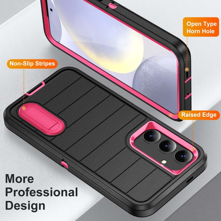 For Samsung Galaxy S24 5G Defender Gen2 Rugged PC + Silicone Phone Case with Holder(Black+Pink) For Samsung Galaxy S24 5G Defender Gen2 Rugged PC + Silicone Phone Case with Holder(Black+Pink)