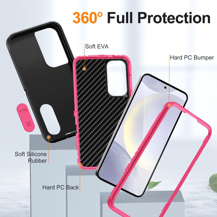 For Samsung Galaxy S24 5G Defender Gen2 Rugged PC + Silicone Phone Case with Holder(Black+Pink) For Samsung Galaxy S24 5G Defender Gen2 Rugged PC + Silicone Phone Case with Holder(Black+Pink)