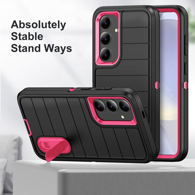 For Samsung Galaxy S24 5G Defender Gen2 Rugged PC + Silicone Phone Case with Holder(Black+Pink) For Samsung Galaxy S24 5G Defender Gen2 Rugged PC + Silicone Phone Case with Holder(Black+Pink)