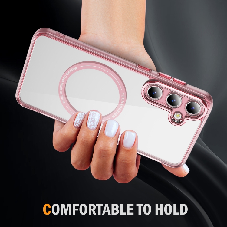 For Samsung Galaxy S24+ 5G Airbag Magsafe PC Hybrid TPU Phone Case(Clear Pink)