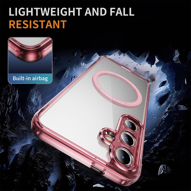 For Samsung Galaxy S24+ 5G Airbag Magsafe PC Hybrid TPU Phone Case(Clear Pink)