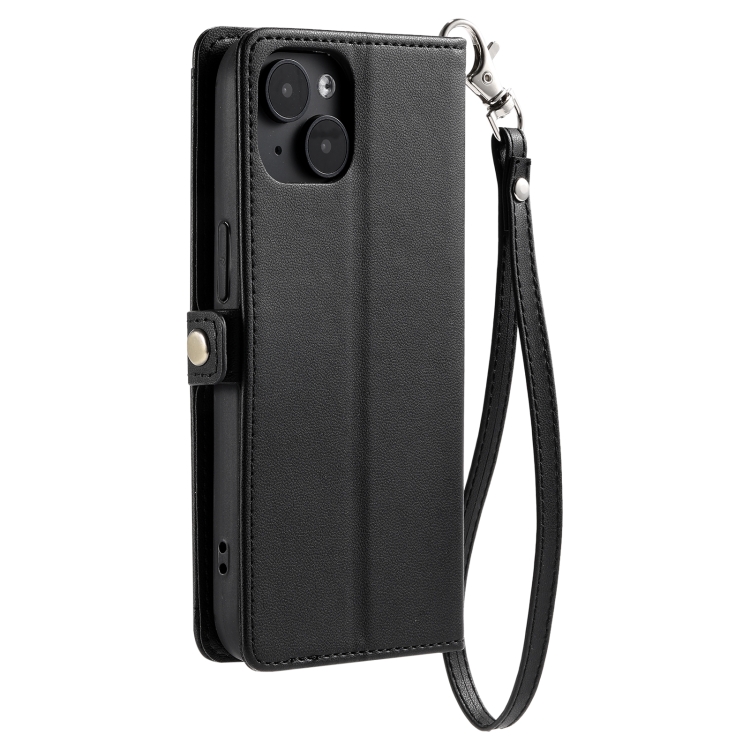 For iPhone 14 Wallet Multi-card Slot Leather Phone Case with Lanyard(Black) For iPhone 14 Wallet Multi-card Slot Leather Phone Case with Lanyard(Black)