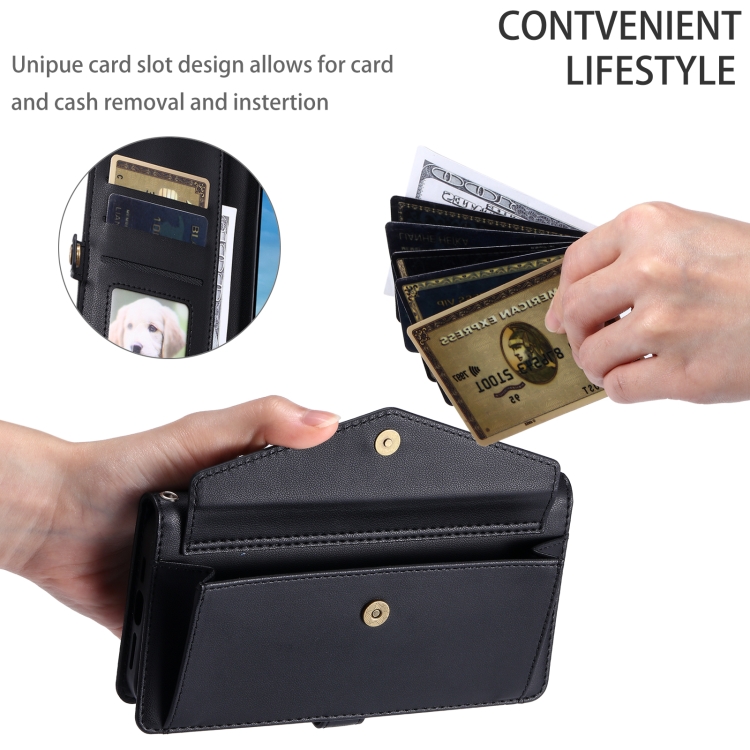 For iPhone 14 Wallet Multi-card Slot Leather Phone Case with Lanyard(Black) For iPhone 14 Wallet Multi-card Slot Leather Phone Case with Lanyard(Black)
