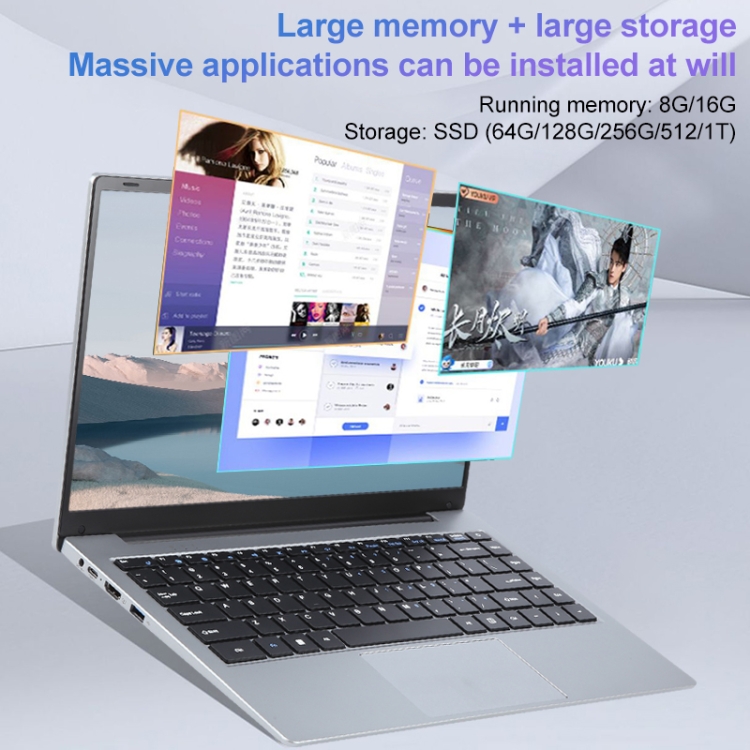 Windows 11 ノートPC シルバー 14 インチ Windows 11 ノートパソコン、8GB+128GB、第 4 世代