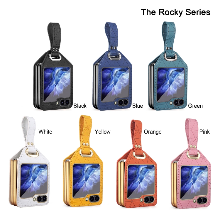 For Samsung Galaxy Z Flip6 Electroplating PC Hybrid PU Leather Phone Case with Wristband(Pink)