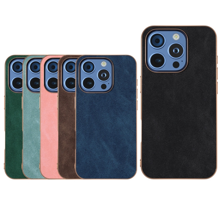 For iPhone 16 Plus Electroplated Frame PU Leather Full Coverage Phone Case(Green) For iPhone 16 Plus Electroplated Frame PU Leather Full Coverage Phone Case(Green)