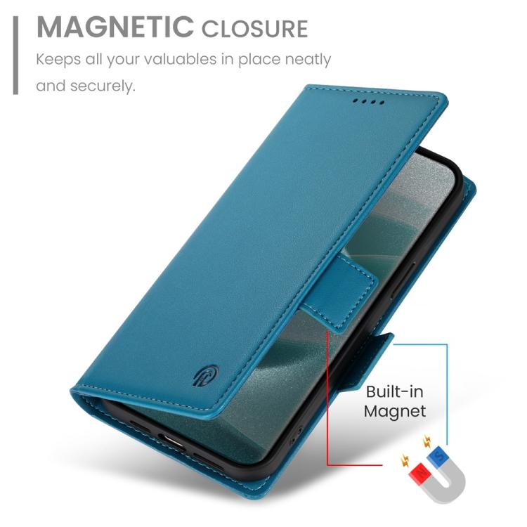 For Redmi Note 14 Pro 4G Side Buckle Magnetic Frosted Leather Phone Case(Blue)