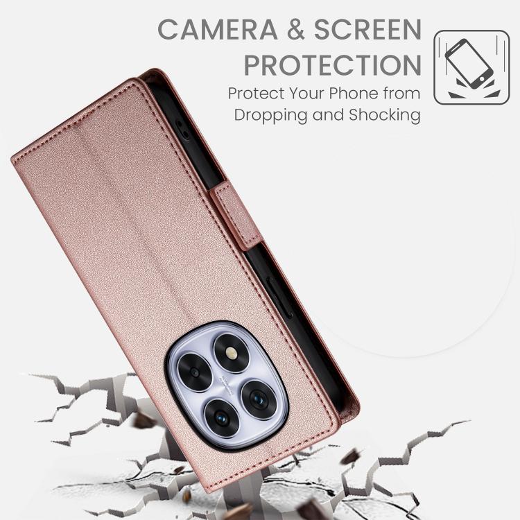 For Redmi Note 15 4G / 5G 164mm / Poco M8 5G Side Buckle Magnetic Frosted Leather Phone Case(Rose Gold)