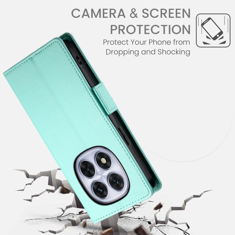 For Redmi Note 15 Pro+ 163.3mm / Poco M8 Pro Side Buckle Magnetic Frosted Leather Phone Case(Mint Green)