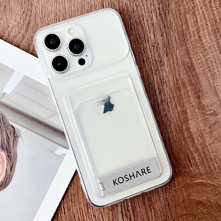 For iPhone 16 Pro Electroplating Card Bag Holder TPU Phone Case(Transparent) For iPhone 16 Pro Electroplating Card Bag Holder TPU Phone Case(Transparent)
