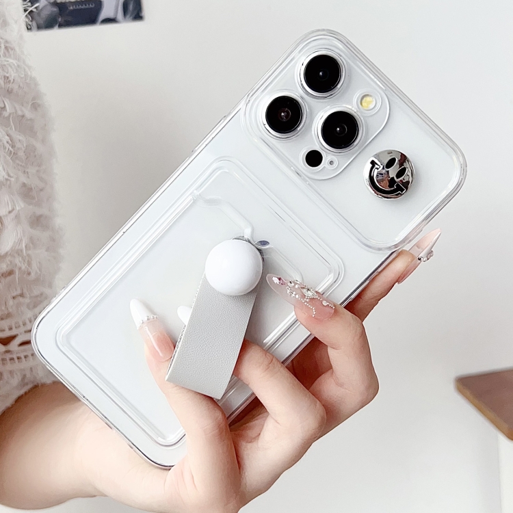 For iPhone 16 Plus Electroplating Card Bag Ring Holder TPU Phone Case(Transparent) For iPhone 16 Plus Electroplating Card Bag Ring Holder TPU Phone Case(Transparent)