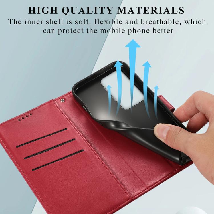 For Redmi 15 5G Global / 15 4G SEA 169.5mm PU Genuine Leather Texture Embossed Line Phone Case(Red)