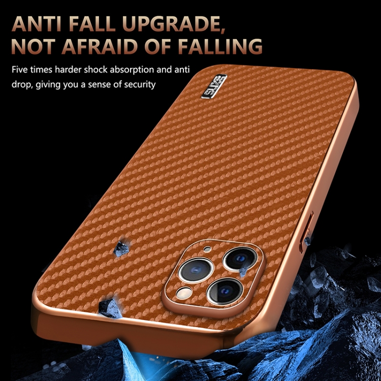 For iPhone 11 Pro AZNS Electroplated Edge Carbon Fiber Texture Phone Case(Black) For iPhone 11 Pro AZNS Electroplated Edge Carbon Fiber Texture Phone Case(Black)