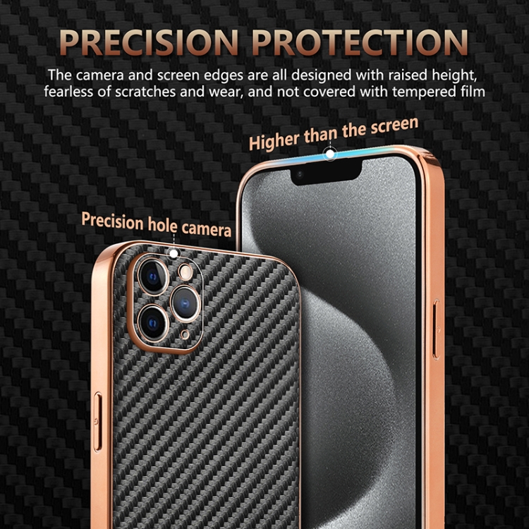 For iPhone 11 Pro AZNS Electroplated Edge Carbon Fiber Texture Phone Case(Black) For iPhone 11 Pro AZNS Electroplated Edge Carbon Fiber Texture Phone Case(Black)