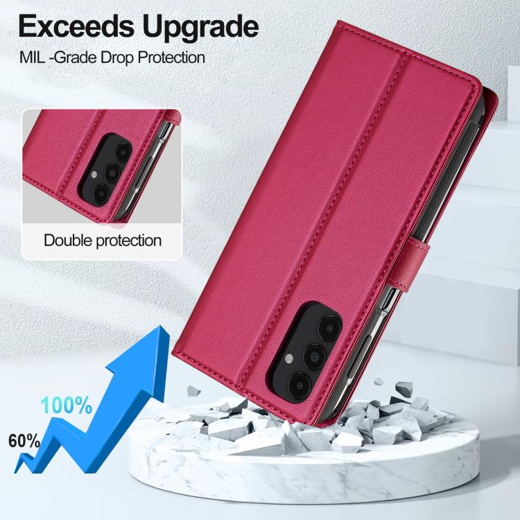For Samsung Galaxy S25+ 5G LC.IMEEKE L2 Series Detachable Magsafe PU Phone Case with Lanyard(Red)