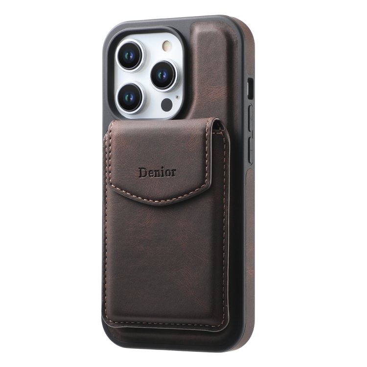 For iPhone 16 Pro Denior D19 Skin Feel MagSafe Detachable Card Slot Phone Case(Brown) For iPhone 16 Pro Denior D19 Skin Feel MagSafe Detachable Card Slot Phone Case(Brown)