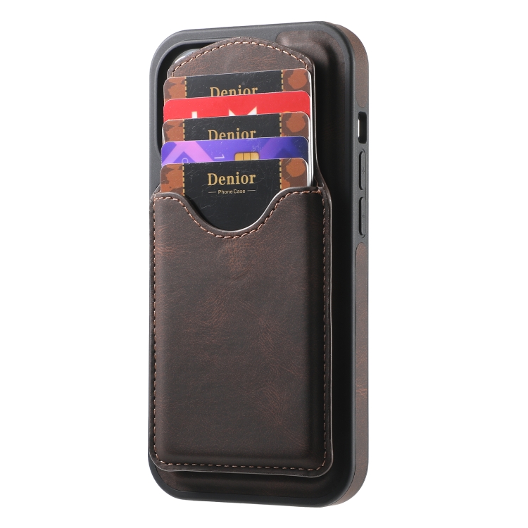 For iPhone 16 Pro Denior D19 Skin Feel MagSafe Detachable Card Slot Phone Case(Brown) For iPhone 16 Pro Denior D19 Skin Feel MagSafe Detachable Card Slot Phone Case(Brown)