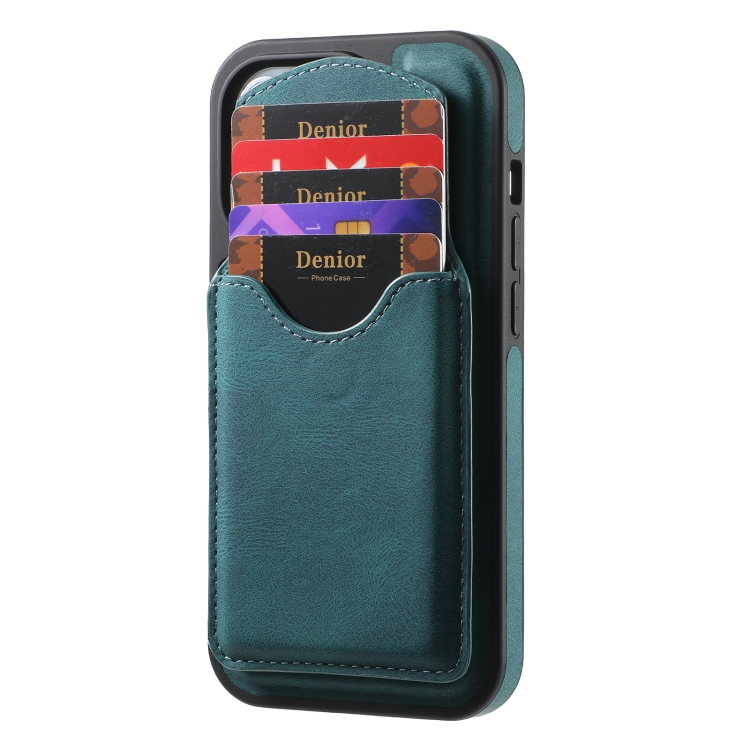 For iPhone 16 Pro Denior D20 Skin Feel MagSafe Holder Detachable Card Slot Phone Case(Blue) For iPhone 16 Pro Denior D20 Skin Feel MagSafe Holder Detachable Card Slot Phone Case(Blue)