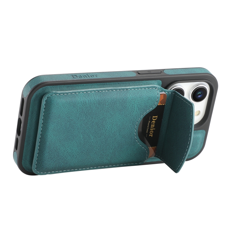 For iPhone 16 Pro Denior D20 Skin Feel MagSafe Holder Detachable Card Slot Phone Case(Blue) For iPhone 16 Pro Denior D20 Skin Feel MagSafe Holder Detachable Card Slot Phone Case(Blue)