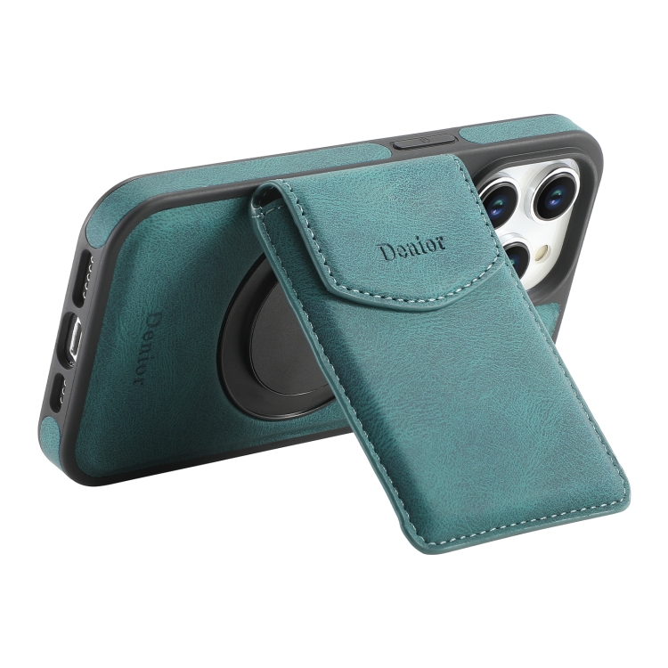 For iPhone 16 Pro Denior D20 Skin Feel MagSafe Holder Detachable Card Slot Phone Case(Blue) For iPhone 16 Pro Denior D20 Skin Feel MagSafe Holder Detachable Card Slot Phone Case(Blue)