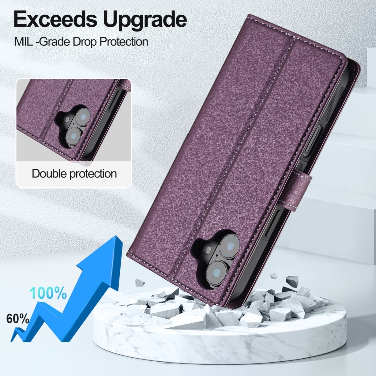 For iPhone 16 LC.IMEEKE L2 Series Detachable Magsafe PU Phone Case with Lanyard(Purple) For iPhone 16 LC.IMEEKE L2 Series Detachable Magsafe PU Phone Case with Lanyard(Purple)