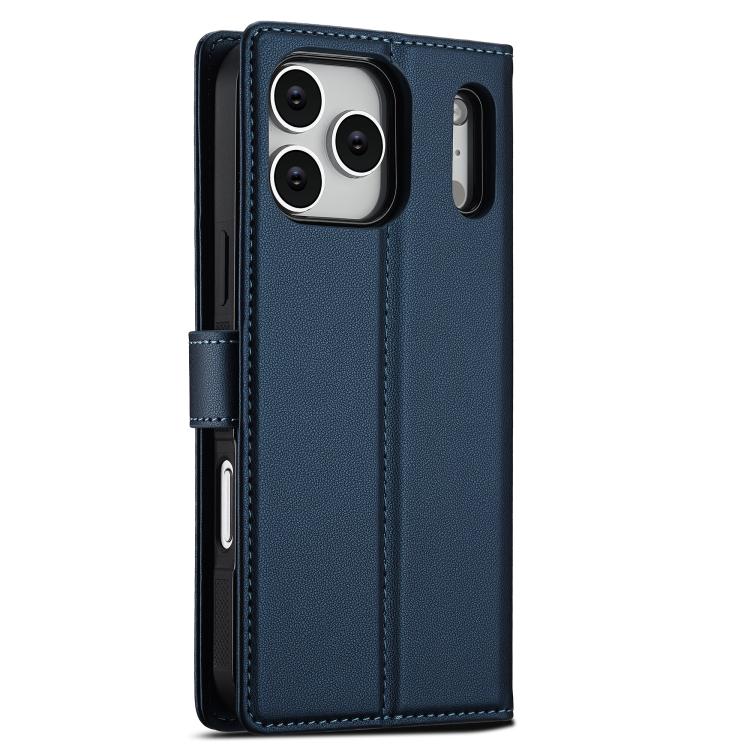 For iPhone 17 Pro Max LC.IMEEKE L2 Series Detachable Magsafe PU Phone Case with Lanyard(Blue) - 2