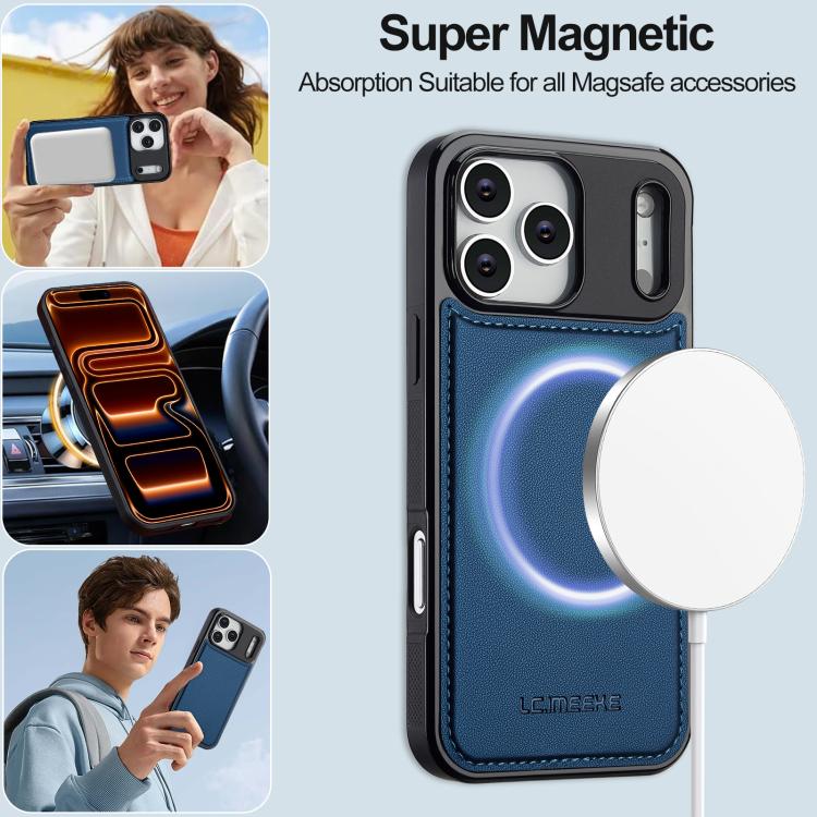 For iPhone 17 Pro Max LC.IMEEKE L2 Series Detachable Magsafe PU Phone Case with Lanyard(Blue) - 7