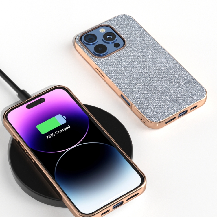 For iPhone 16 Pro Max Nano Plating Diamond Texture Phone Case(Black) For iPhone 16 Pro Max Nano Plating Diamond Texture Phone Case(Black)