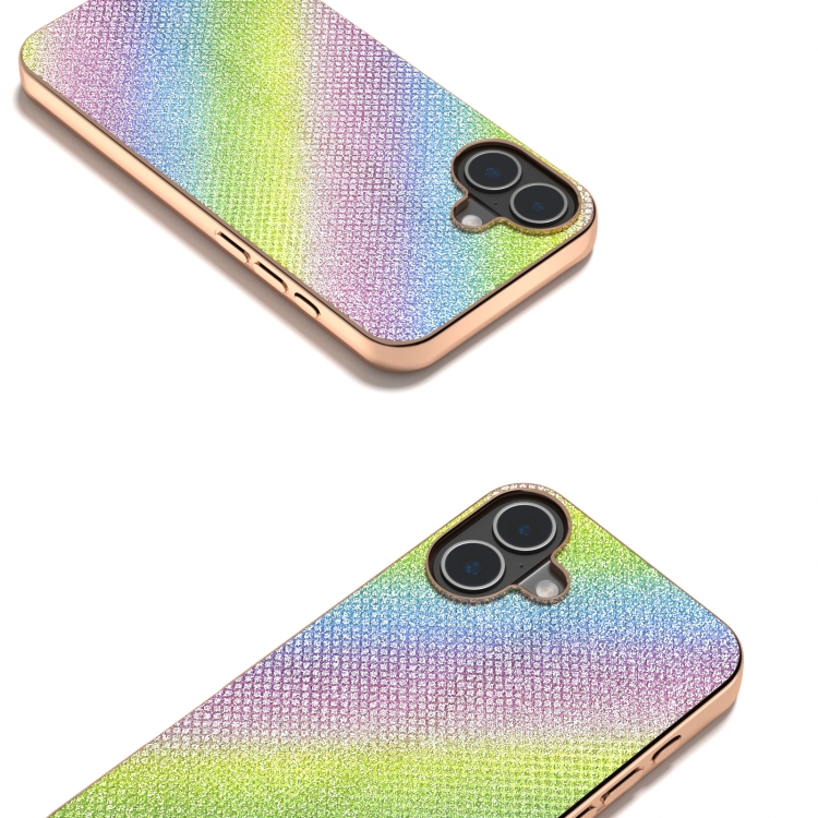 For iPhone 16 Nano Plating Diamond Texture Phone Case(Rainbow) For iPhone 16 Nano Plating Diamond Texture Phone Case(Rainbow)