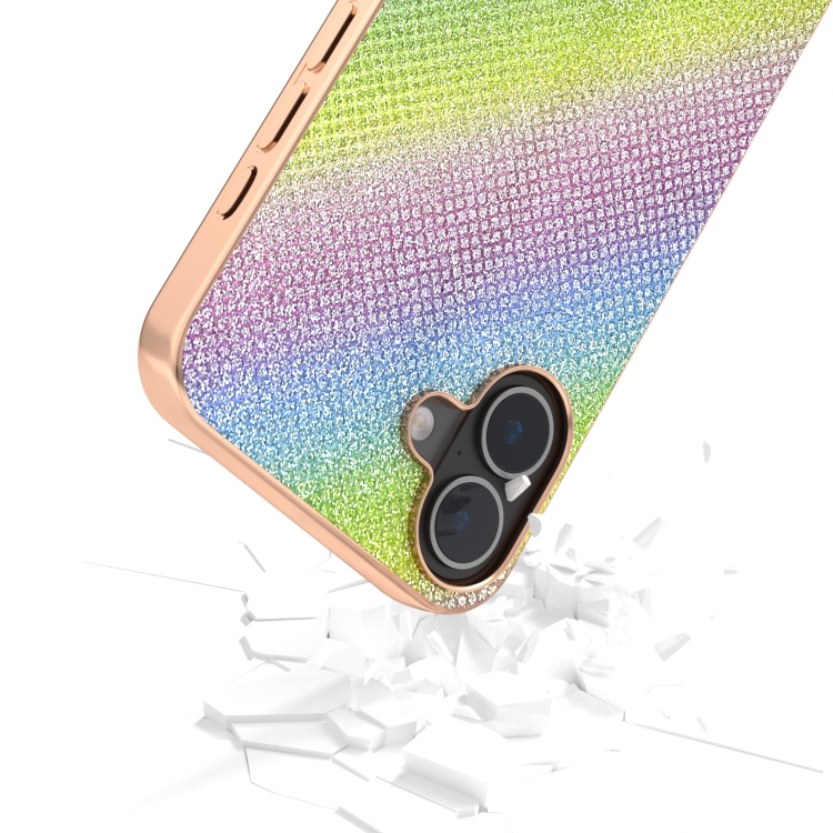 For iPhone 16 Nano Plating Diamond Texture Phone Case(Rainbow) For iPhone 16 Nano Plating Diamond Texture Phone Case(Rainbow)