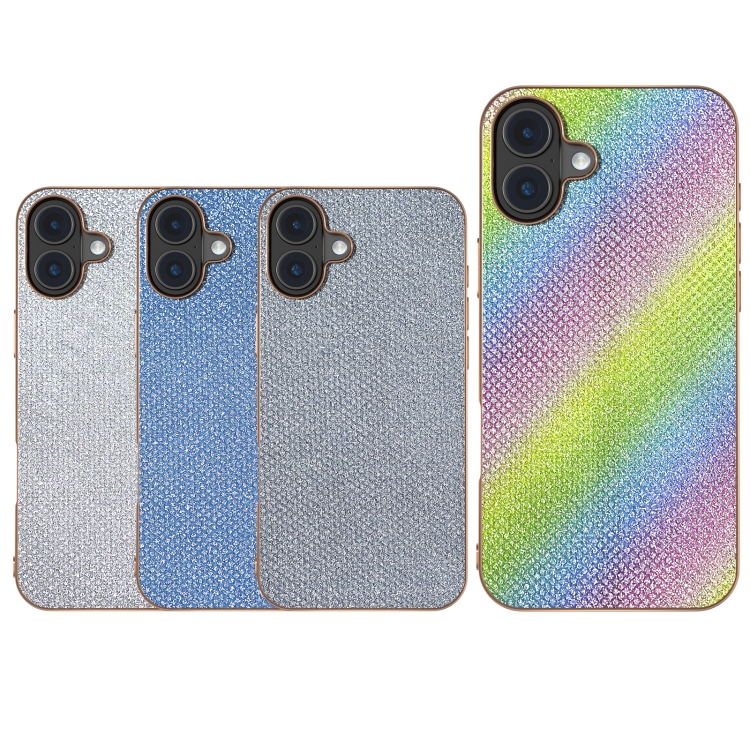 For iPhone 16 Nano Plating Diamond Texture Phone Case(Rainbow) For iPhone 16 Nano Plating Diamond Texture Phone Case(Rainbow)