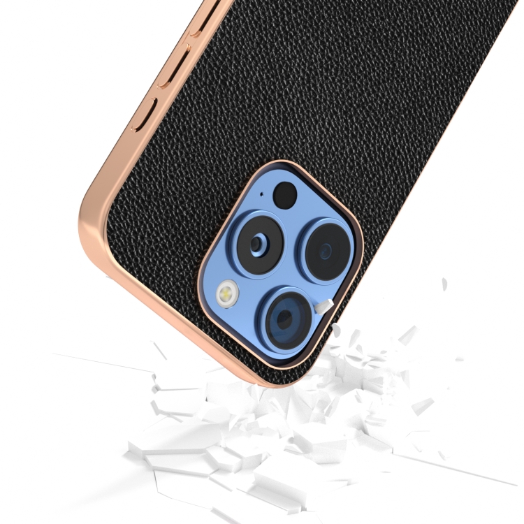 For iPhone 16 Pro ABEEL Genuine Leather Mino Series Nano Plating Phone Case(Black) For iPhone 16 Pro ABEEL Genuine Leather Mino Series Nano Plating Phone Case(Black)