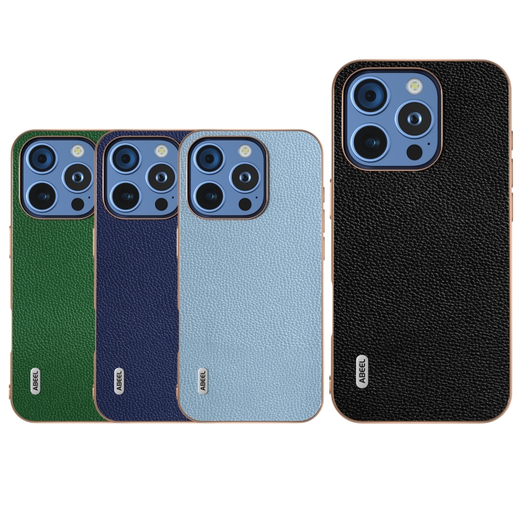 For iPhone 16 Pro ABEEL Genuine Leather Mino Series Nano Plating Phone Case(Black) For iPhone 16 Pro ABEEL Genuine Leather Mino Series Nano Plating Phone Case(Black)