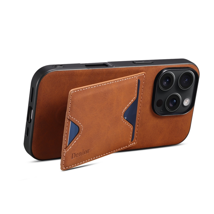 For iPhone 16 Plus Denior D06 PU Back Cover Card Slot Holder Phone Case(Brown) For iPhone 16 Plus Denior D06 PU Back Cover Card Slot Holder Phone Case(Brown)